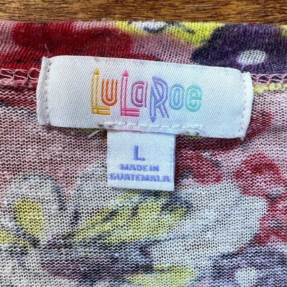 LuLaRoe Duster Cardigan Large Long Sleeve Floral Print Long Linen Blend Womens - Picture 8 of 9